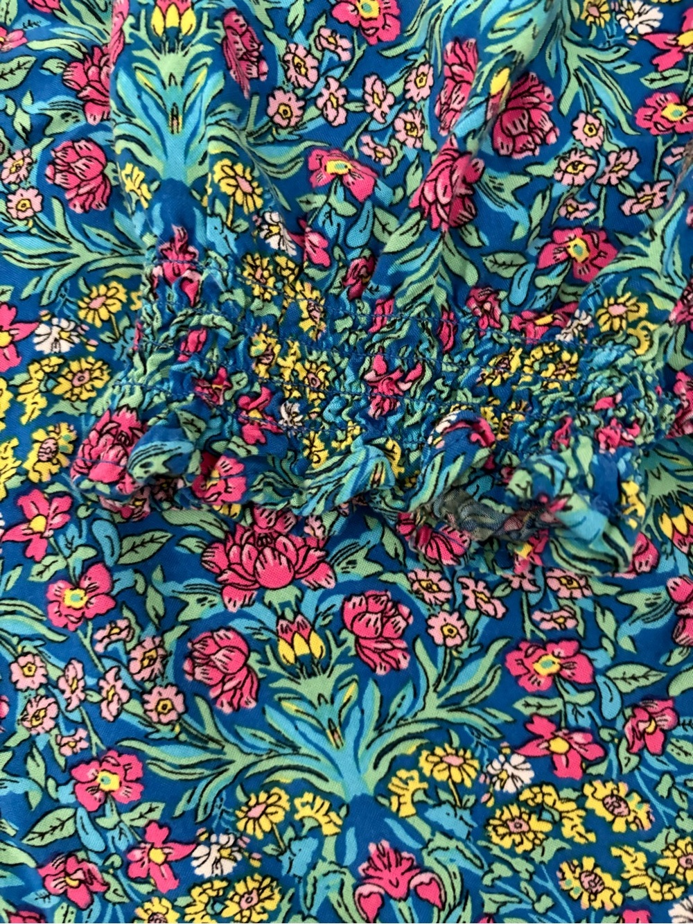 Jones New York Floral Print Vneck Blouse - Blue Pink Green - Picture 6 of 9